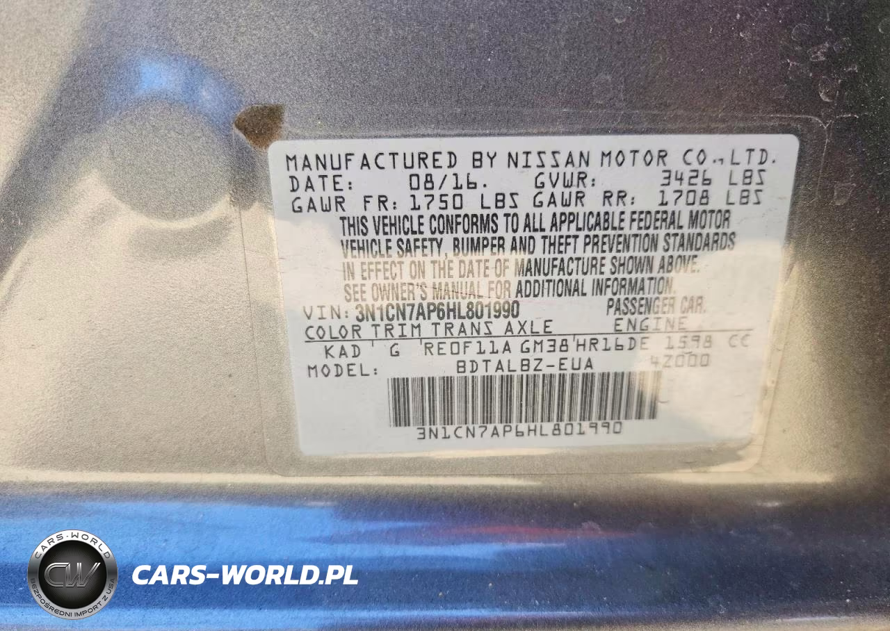 2017 Nissan Versa 1.6 Sv VIN:3N1CN7AP6HL801990 - 12
