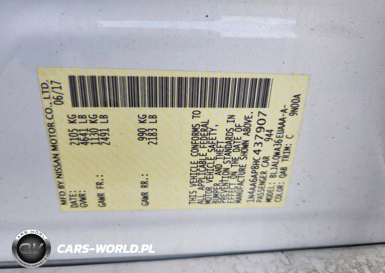 2017 Nissan Maxima 3.5 S VIN:1N4AA6AP8HC437907 - 12