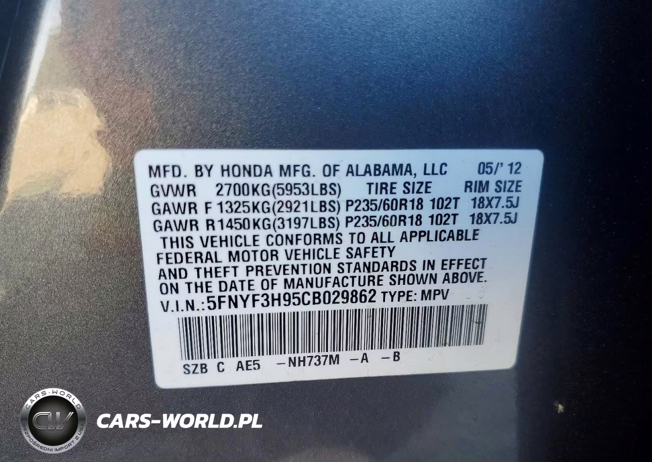 2012 Honda Pilot Touring VIN:5FNYF3H95CB029862 - 13
