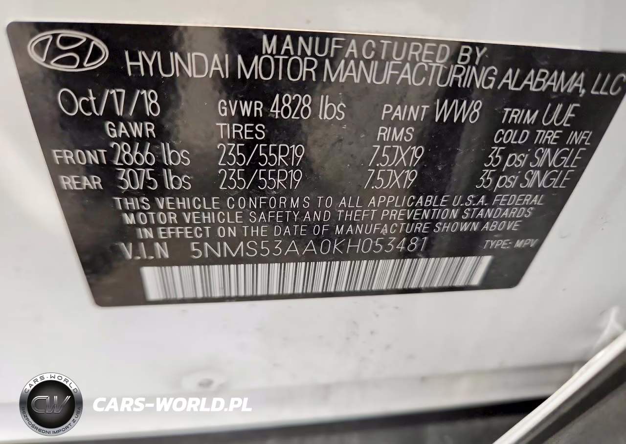 2019 Hyundai Santa Fe Ultimate 2.0T VIN:5NMS53AA0KH053481 - 13