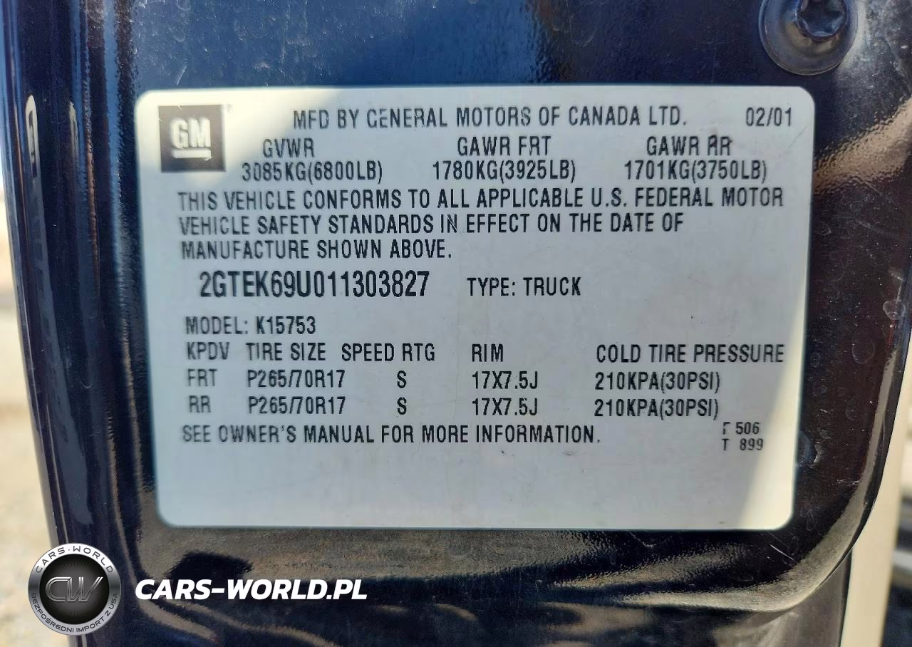 2001 GMC Sierra K1500 C3 VIN:2GTEK69U011303827 - 12