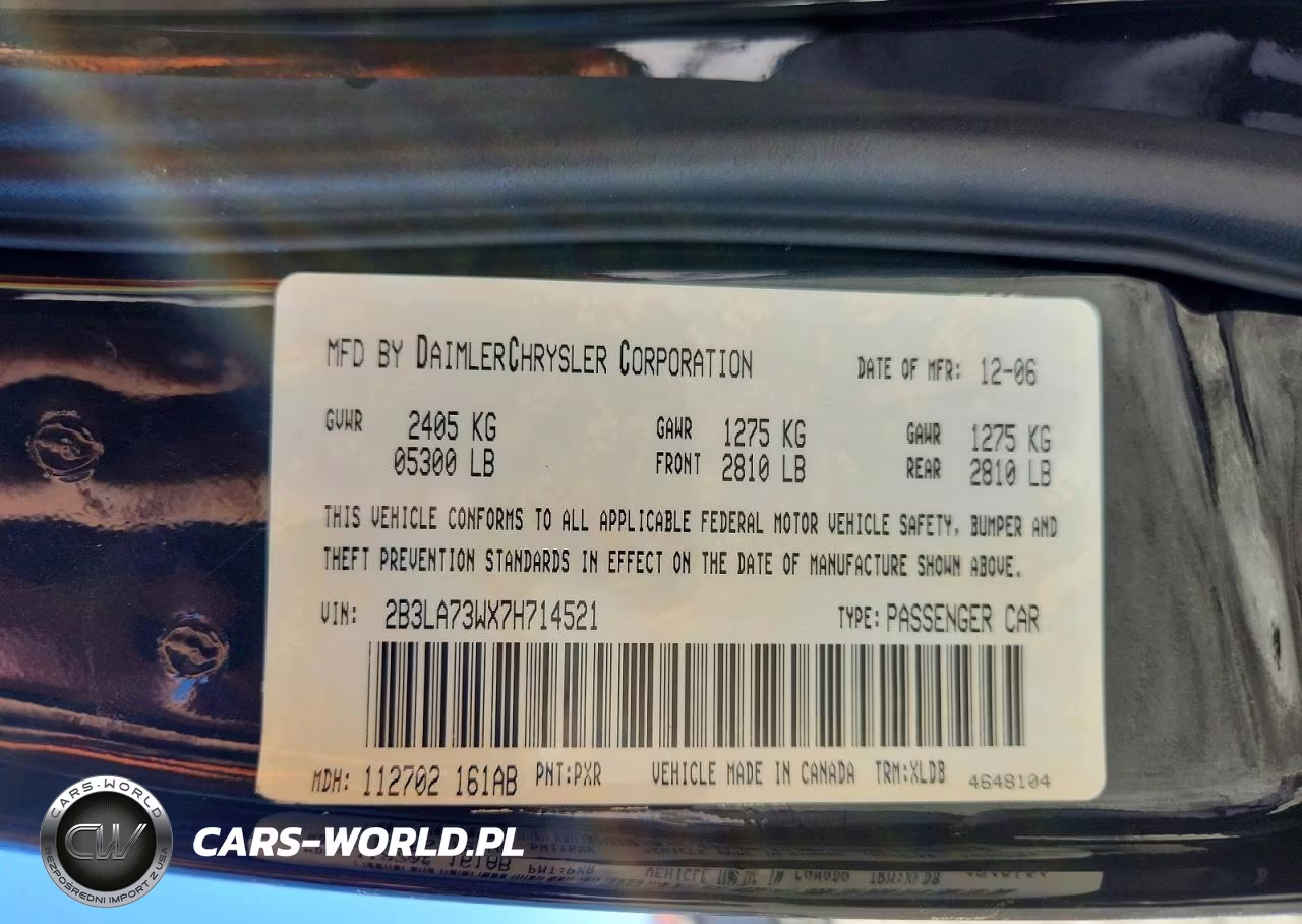 2007 Dodge Charger Srt-8 VIN:2B3LA73WX7H714521 - 12