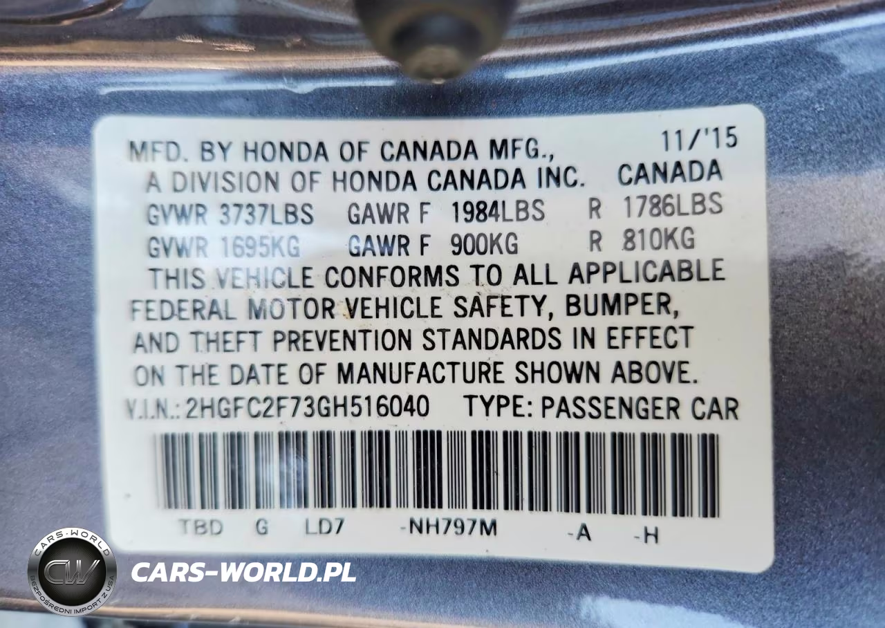 2016 Honda Civic Ex VIN:2HGFC2F73GH516040 - 12