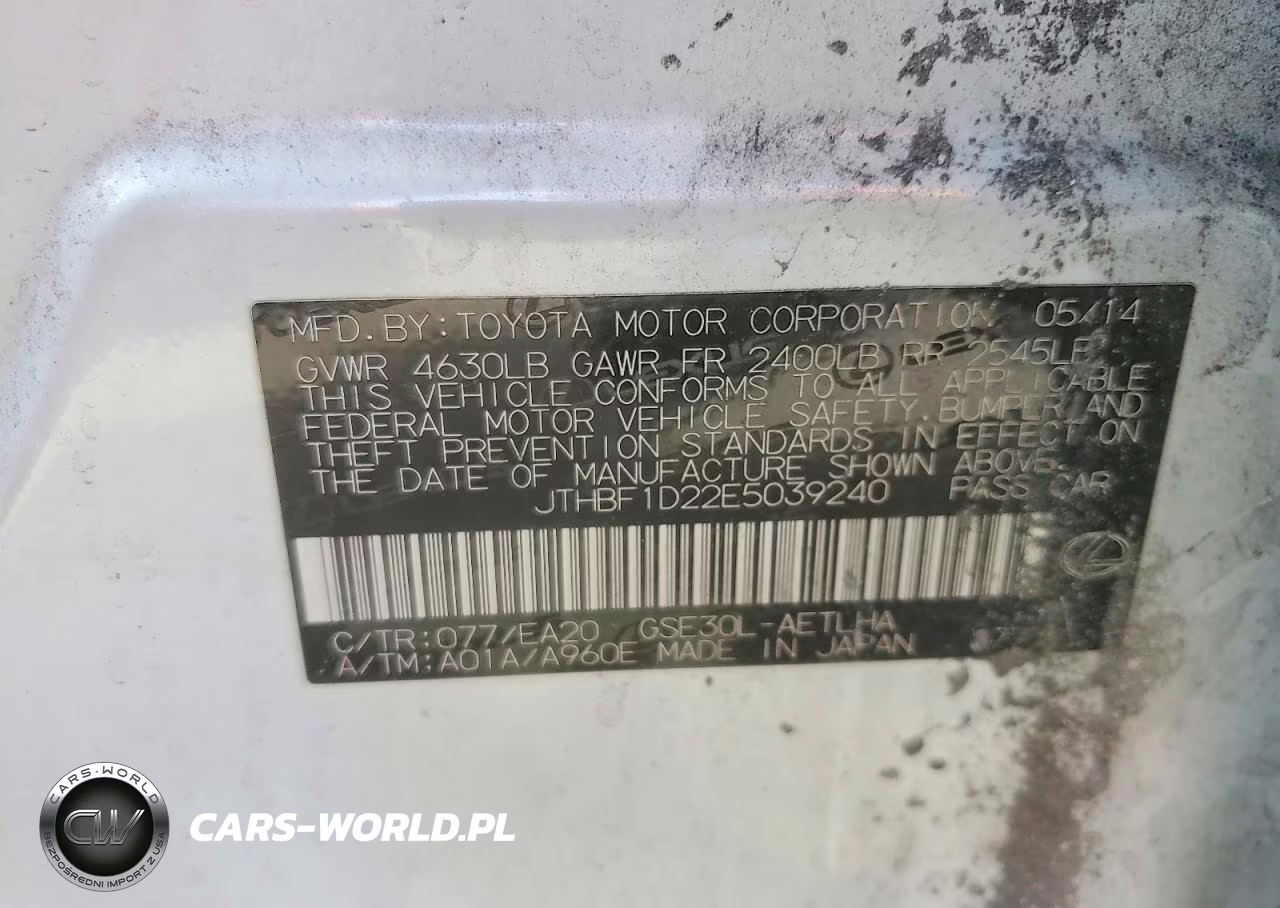 2014 Lexus Is 250 VIN:JTHBF1D22E5039240 - 12