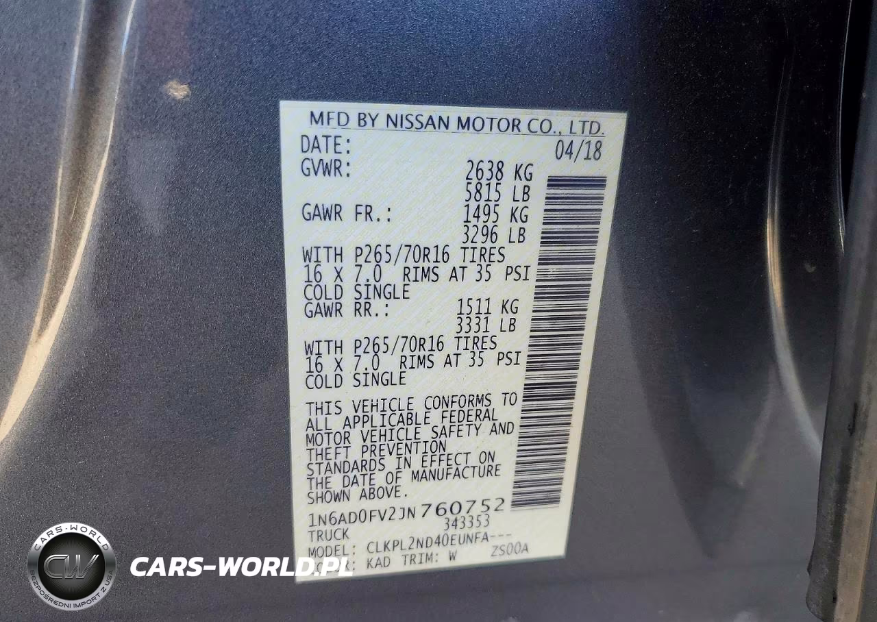 2018 Nissan Frontier Sv VIN:1N6AD0FV2JN760752 - 12