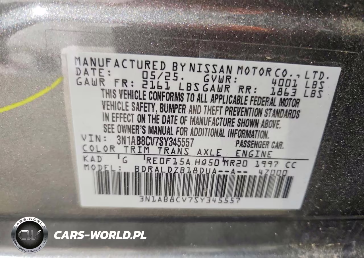 2025 Nissan Sentra Sv VIN:3N1AB8CV7SY345557 - 13
