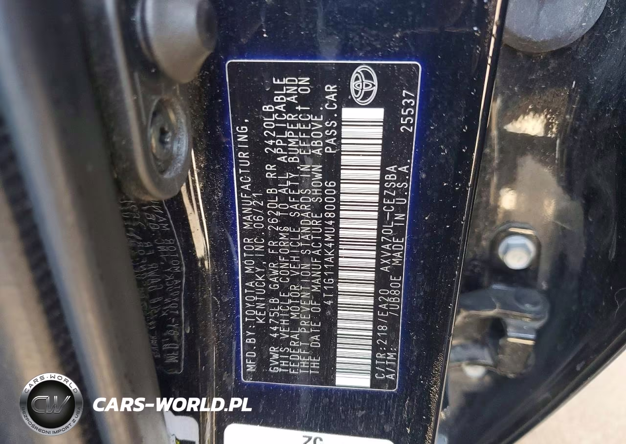 2021 Toyota Camry Se VIN:4T1G11AK4MU480006 - 12