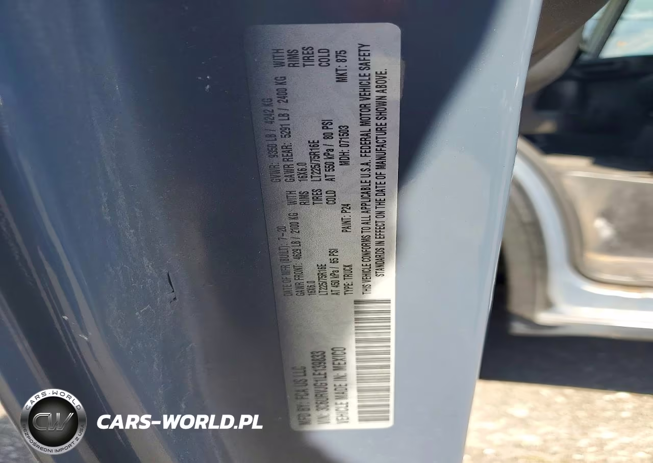 2020 Ram Promaster 3500 3500 High VIN:3C6URVJG1LE139833 - 13