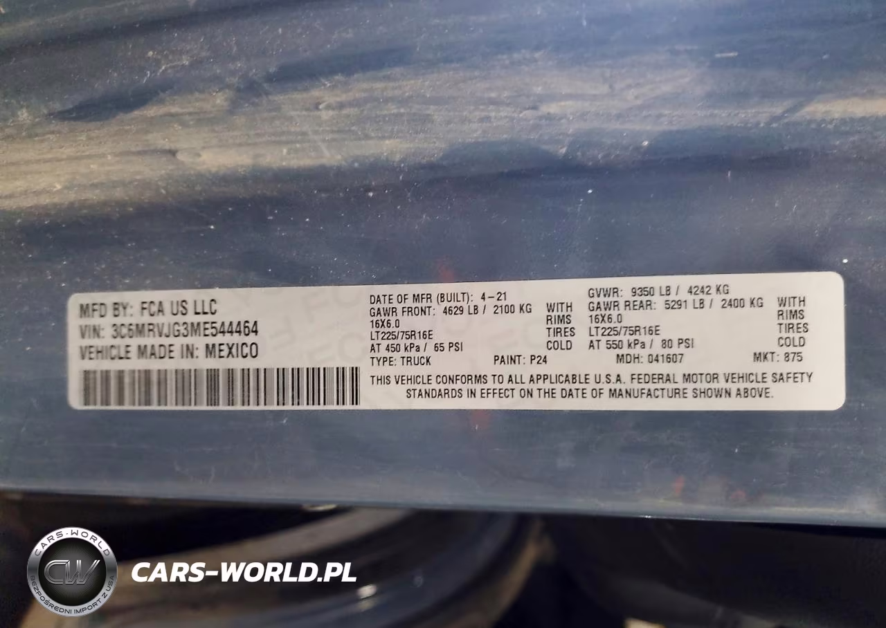 2021 Ram Promaster 3500 Delivery Van VIN:3C6MRVJG3ME544464 - 12