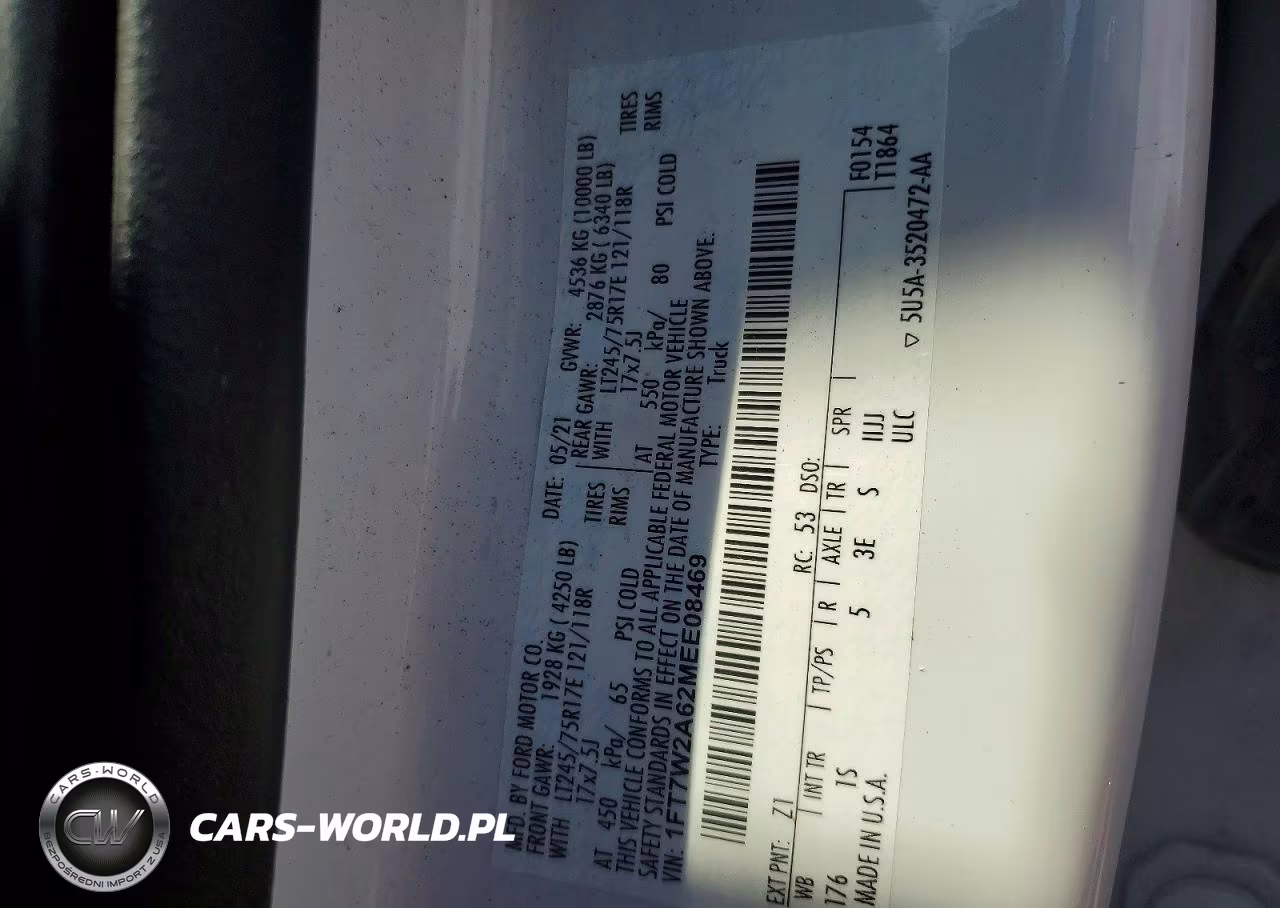 2021 Ford F250 Super Duty VIN:1FT7W2A62MEE08469 - 12