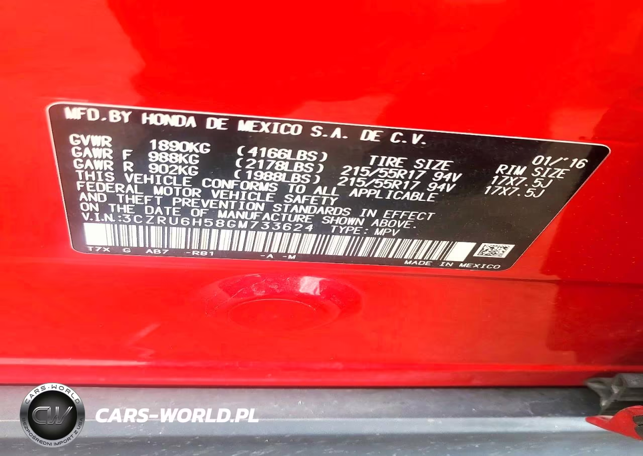 2016 Honda Hr-V Ex VIN:3CZRU6H58GM733624 - 12