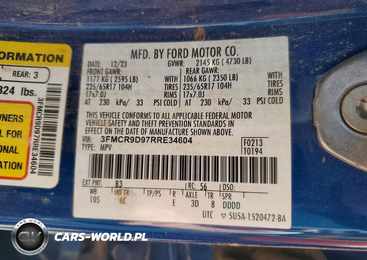 2024 Ford Bronco Sport Badlands VIN:3FMCR9D97RRE34604 - 13