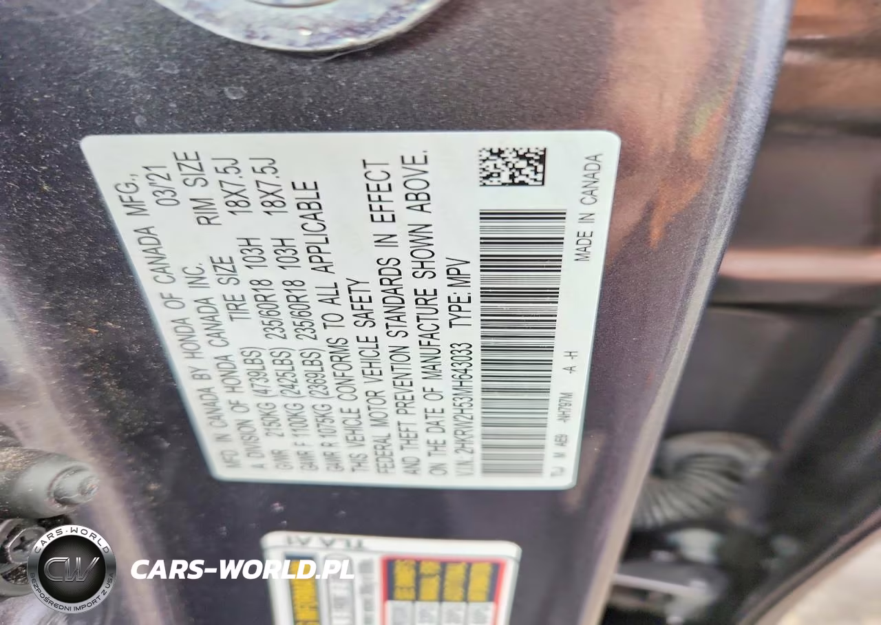 2021 Honda Cr-V Ex VIN:2HKRW2H53MH643033 - 13