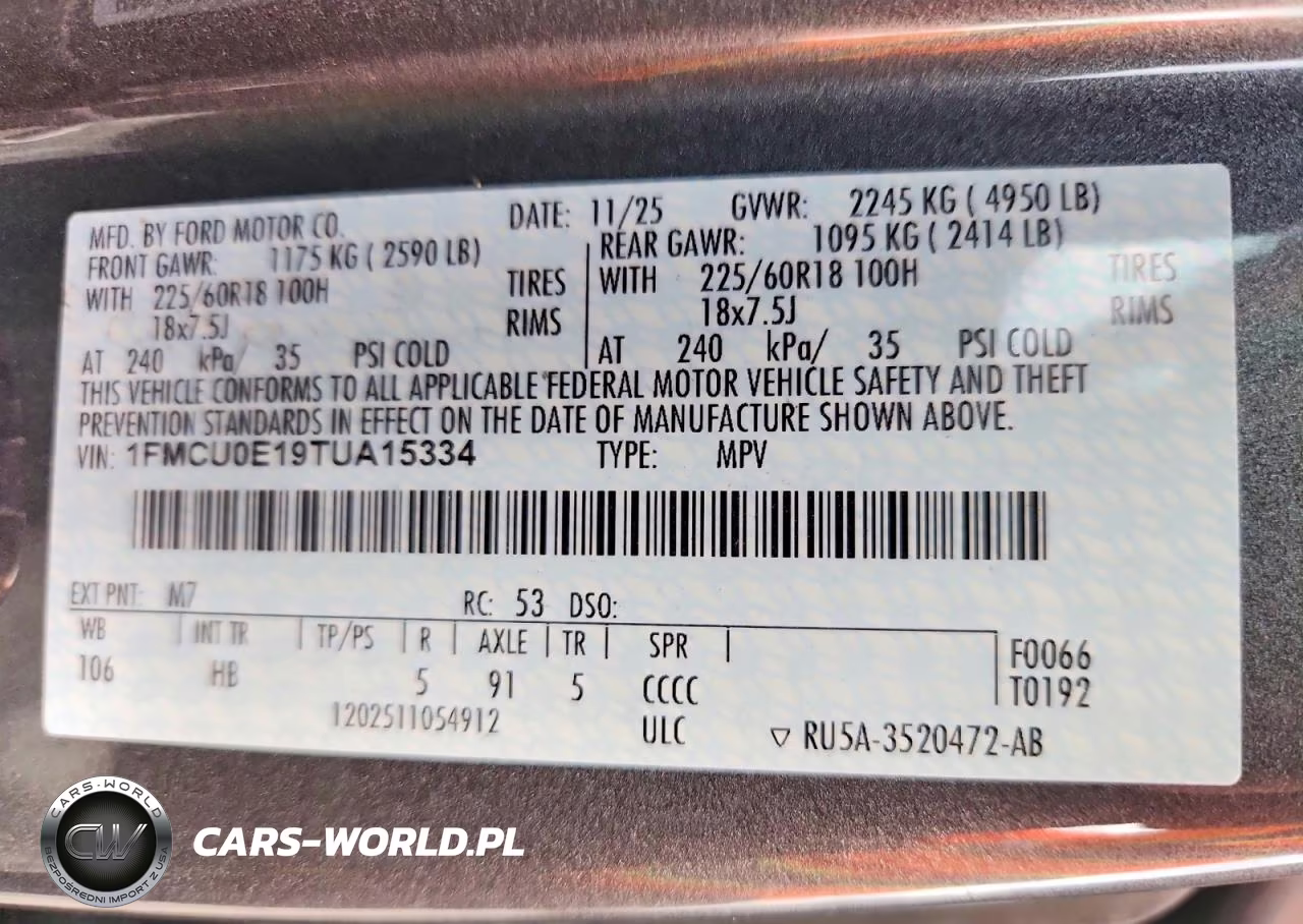 2026 Ford Escape VIN:1FMCU0E19TUA15334 - 12