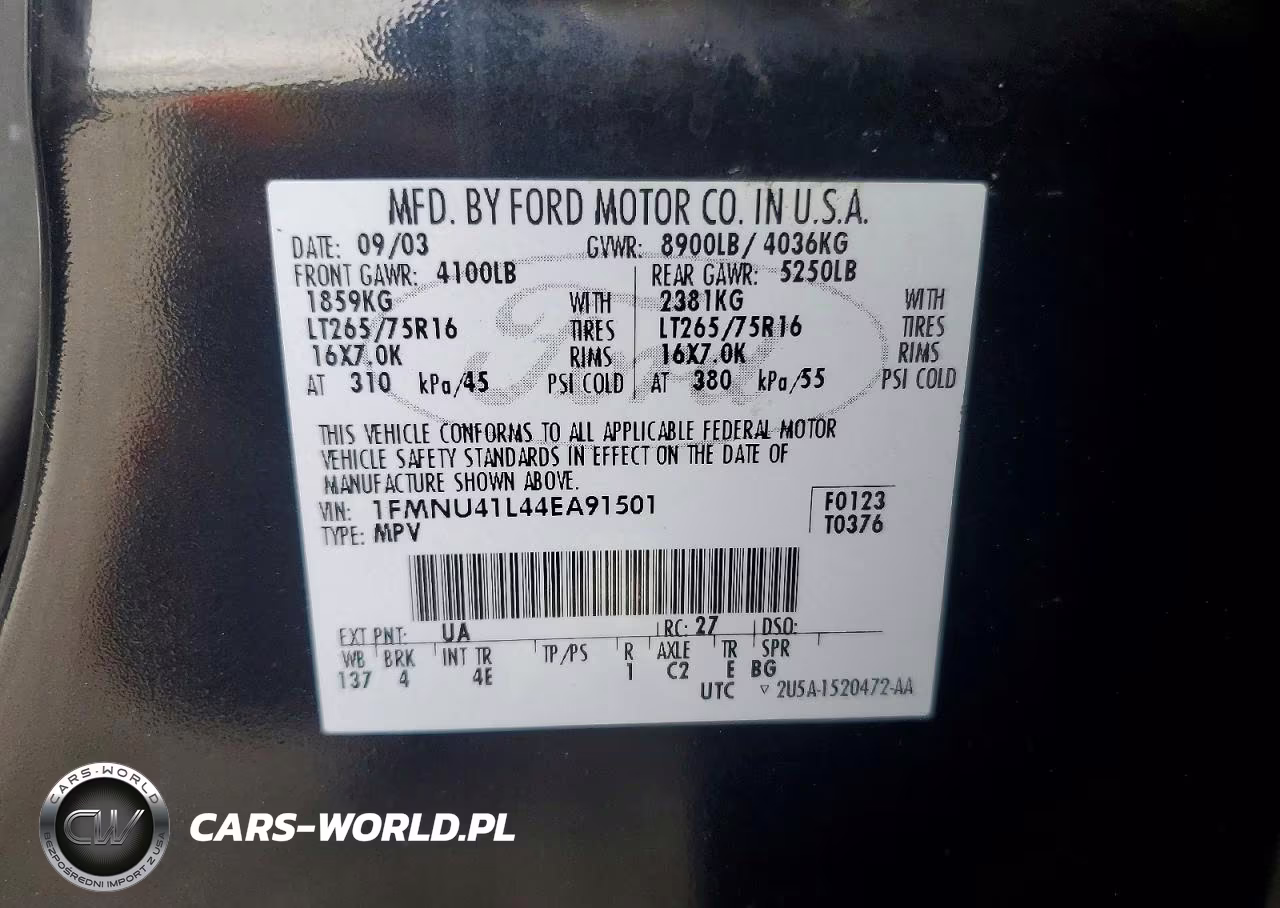 2004 Ford Excursion Xlt VIN:1FMNU41L44EA91501 - 13