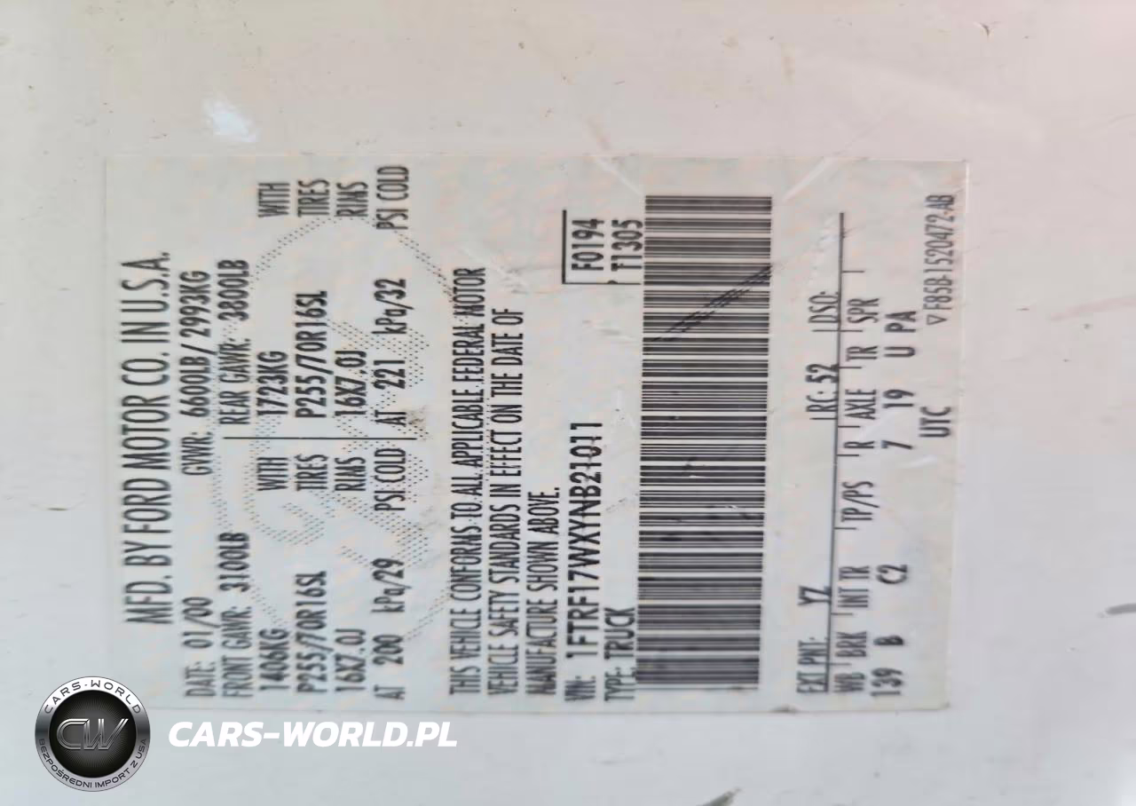2000 Ford F150 VIN:1FTRF17WXYNB21011 - 12