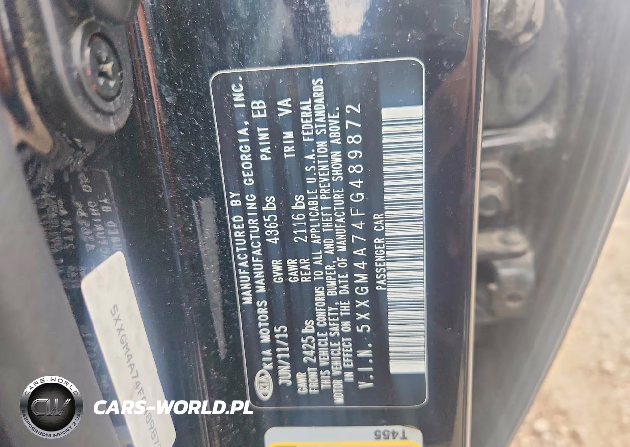 2015 Kia Optima Lx VIN:5XXGM4A74FG489872 - 12