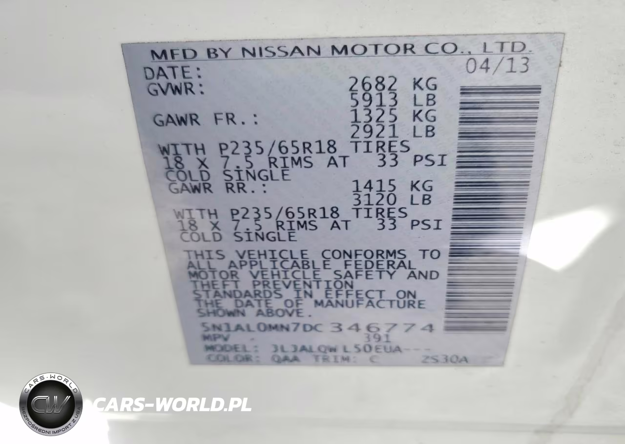 2013 Infiniti Jx35 Base VIN:5N1AL0MN7DC346774 - 14
