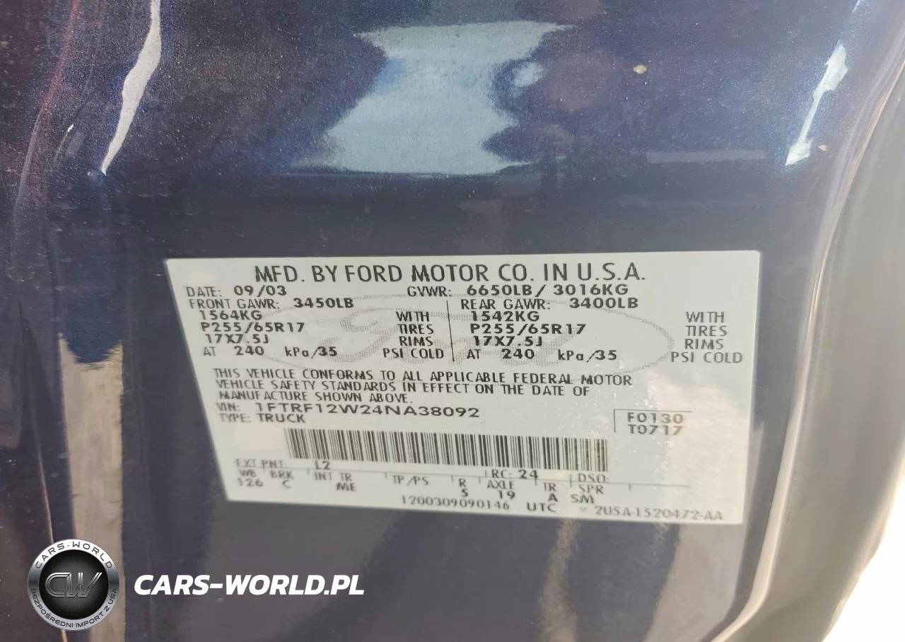 2004 Ford F150 VIN:1FTRF12W24NA38092 - 12