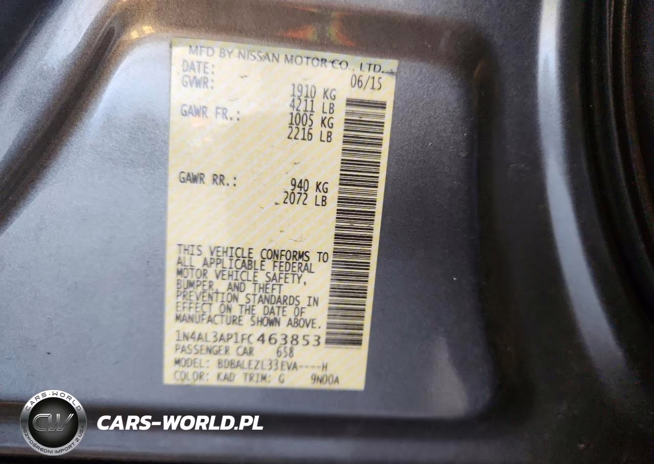 2015 Nissan Altima 2.5 S VIN:1N4AL3AP1FC463853 - 12