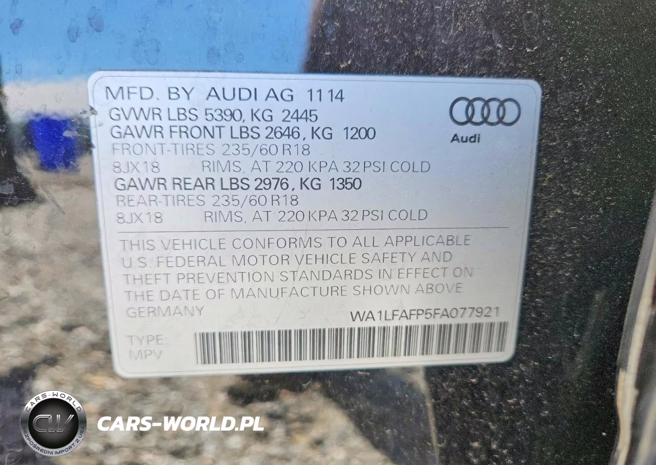 2015 Audi Q5 Premium Plus VIN:WA1LFAFP5FA077921 - 13