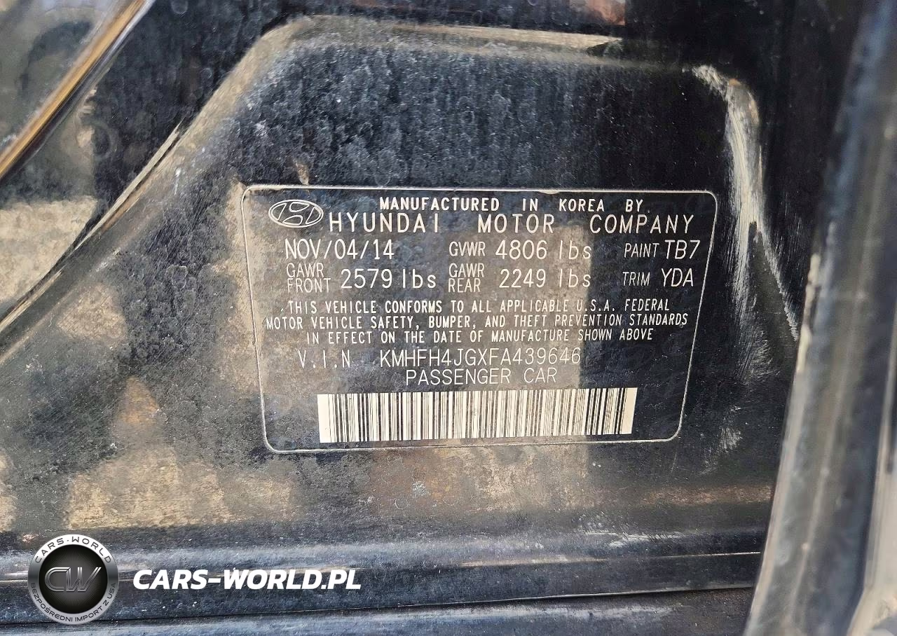 2015 Hyundai Azera Limited VIN:KMHFH4JGXFA439646 - 13
