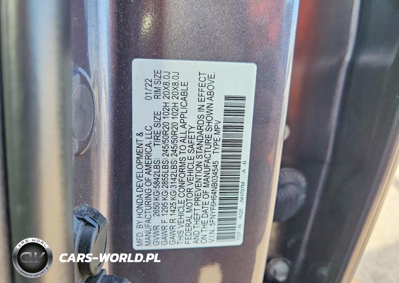 2022 Honda Pilot Touring VIN:5FNYF6H64NB034545 - 13