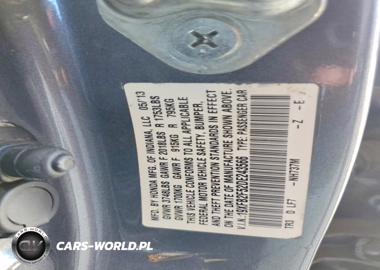 2013 Honda Civic Lx VIN:19XFB2F52DE243566 - 12