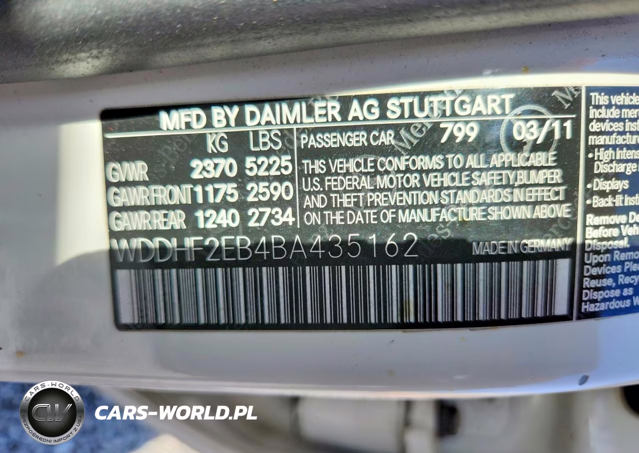 2011 Mercedes-Benz E 350 Bluetec VIN:WDDHF2EB4BA435162 - 12