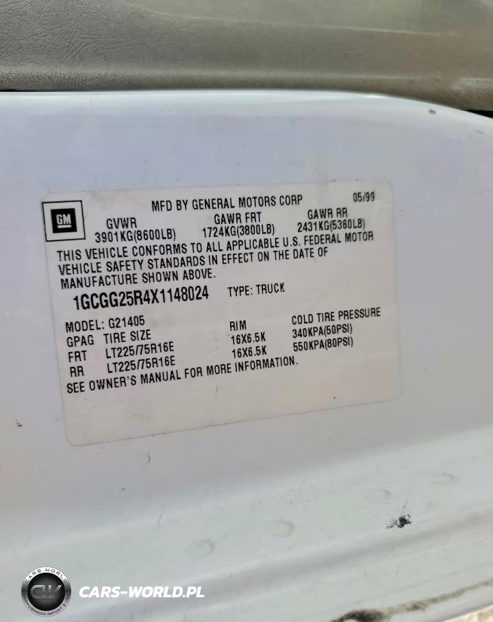 1999 Chevrolet Express G2500 VIN:1GCGG25R4X1148024 - 13