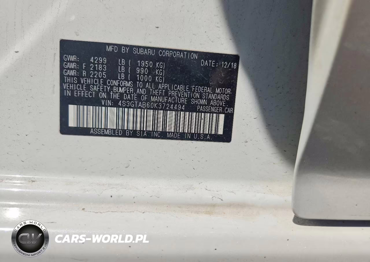 2019 Subaru Impreza VIN:4S3GTAB60K3724494 - 12