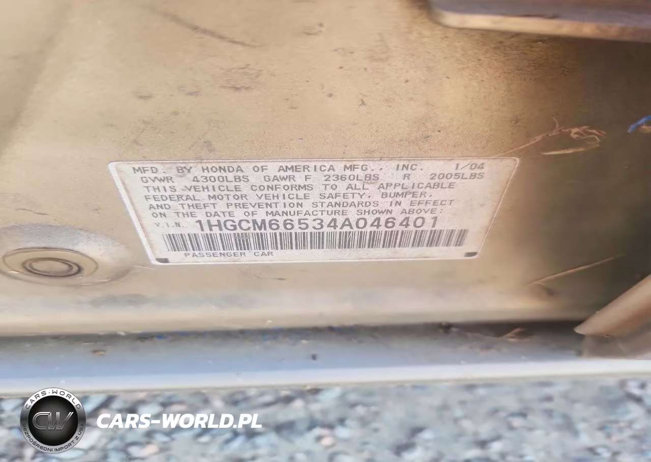 2004 Honda Accord Ex VIN:1HGCM66534A046401 - 12