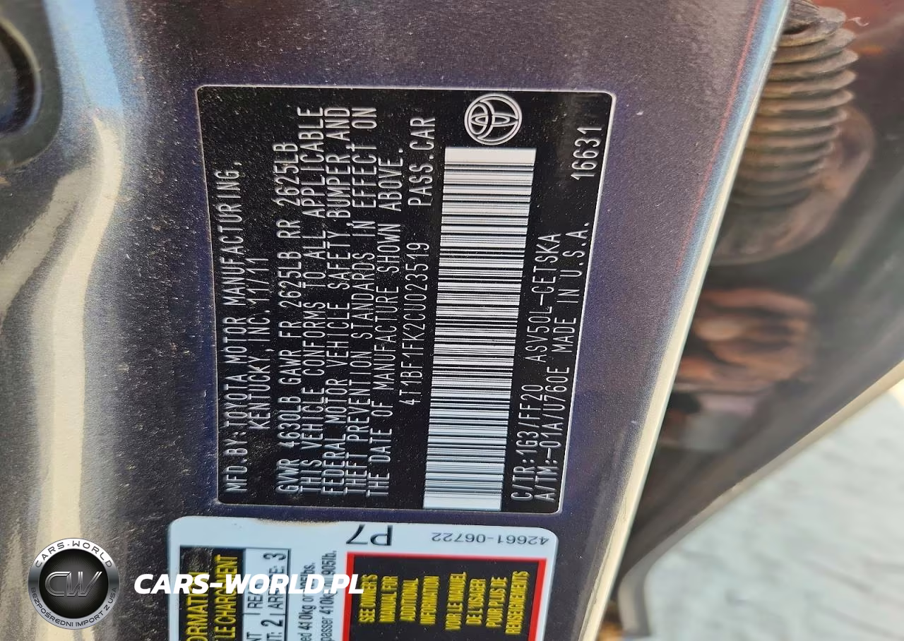 2012 Toyota Camry Se VIN:4T1BF1FK2CU023519 - 12