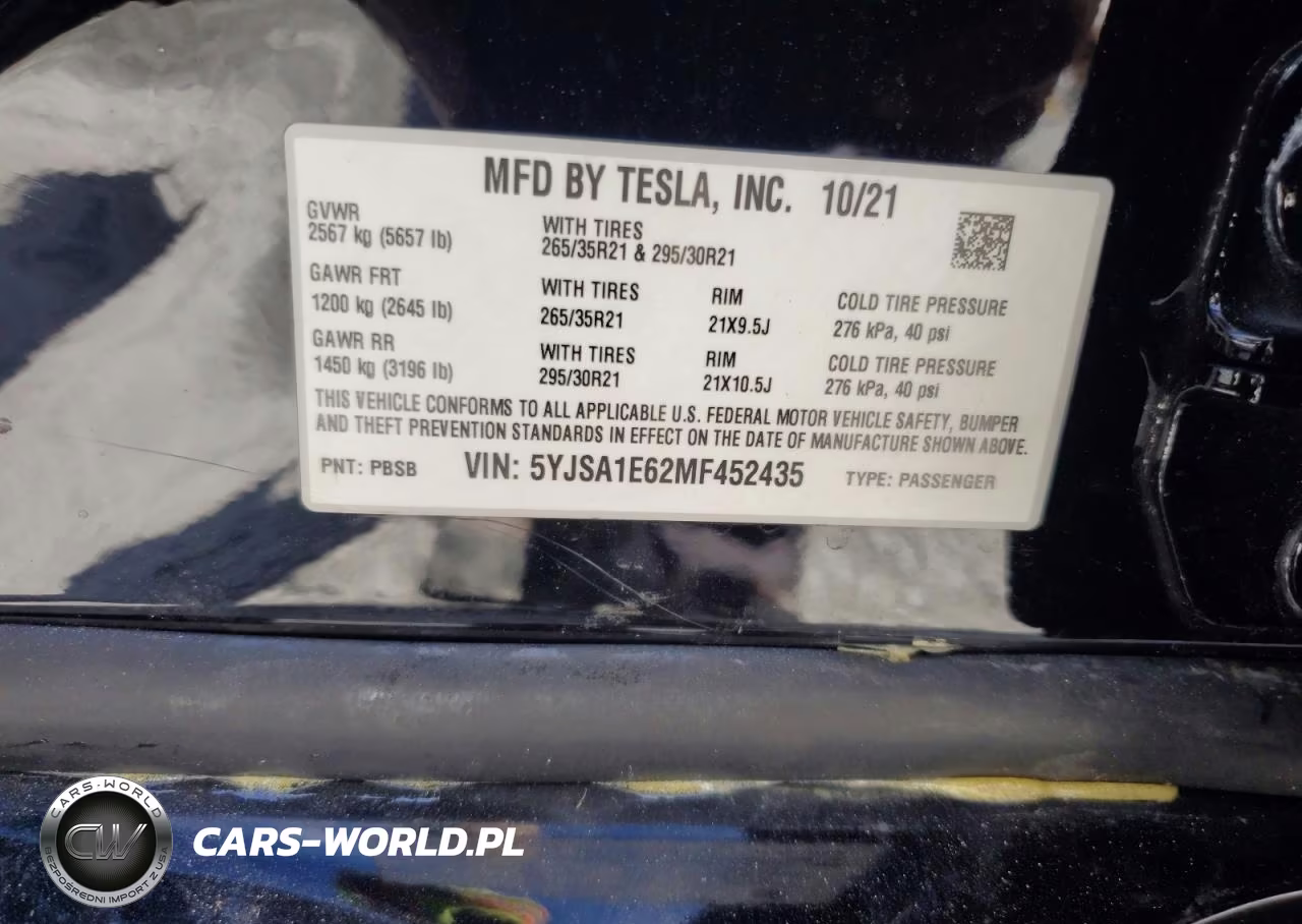 2021 Tesla Model S VIN:5YJSA1E62MF452435 - 13