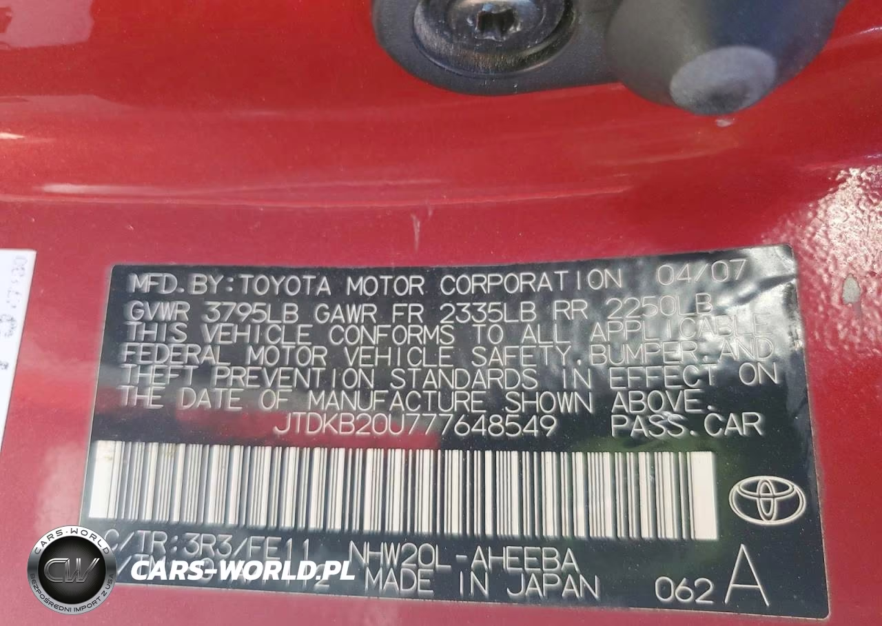 2007 Toyota Prius Base VIN:JTDKB20U777648549 - 14