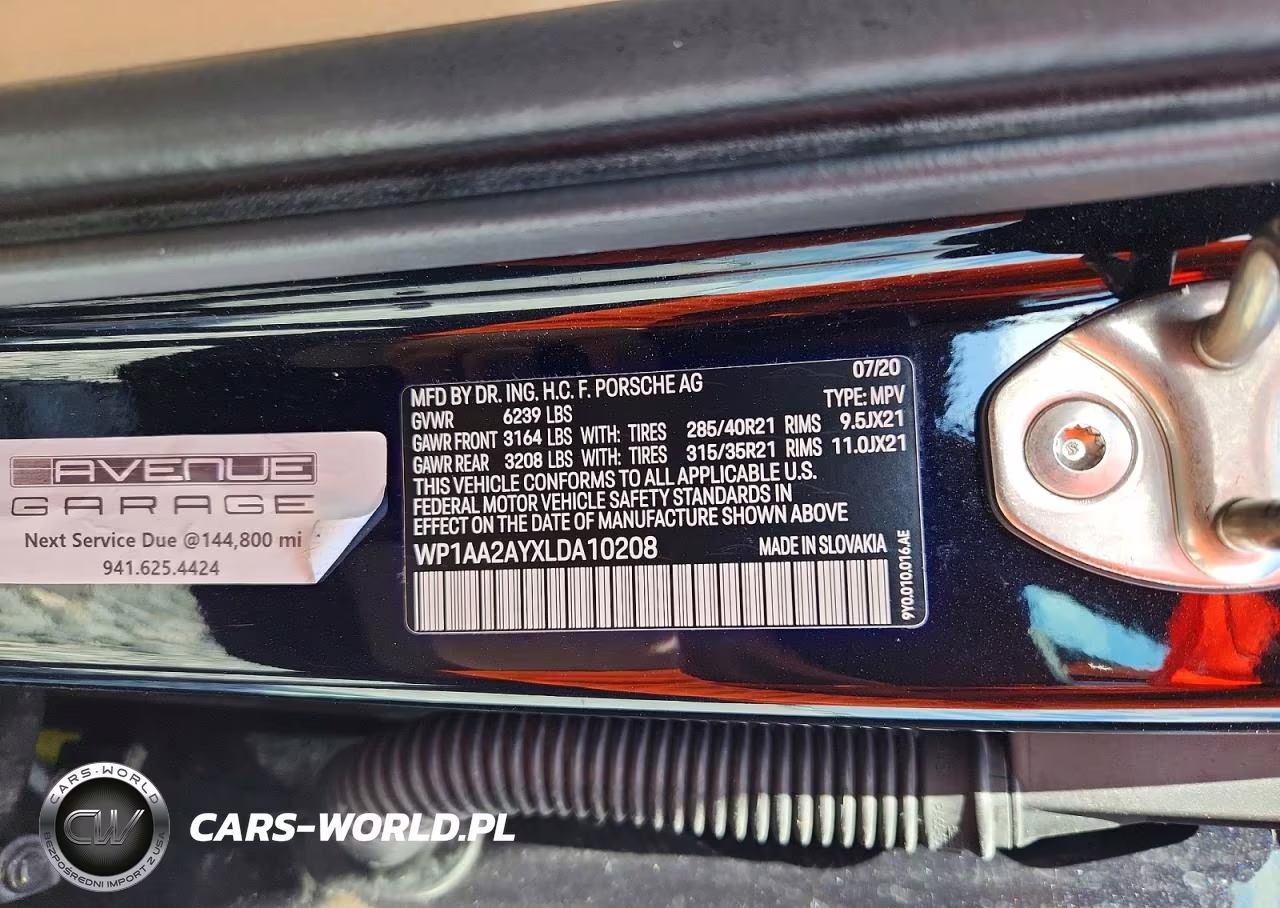 2020 Porsche Cayenne VIN:WP1AA2AYXLDA10208 - 12