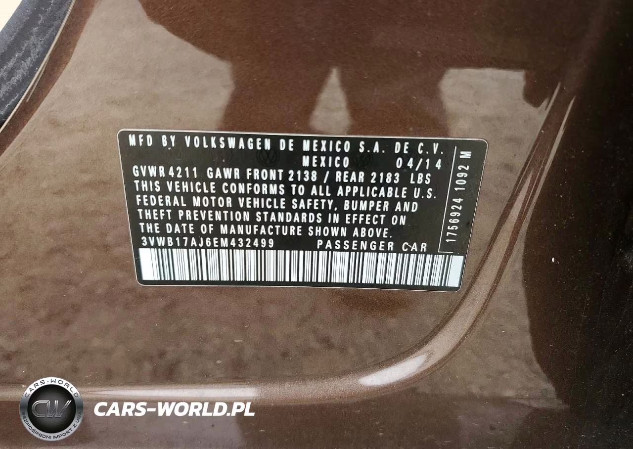 2014 Volkswagen Jetta Se VIN:3VWB17AJ6EM432499 - 13