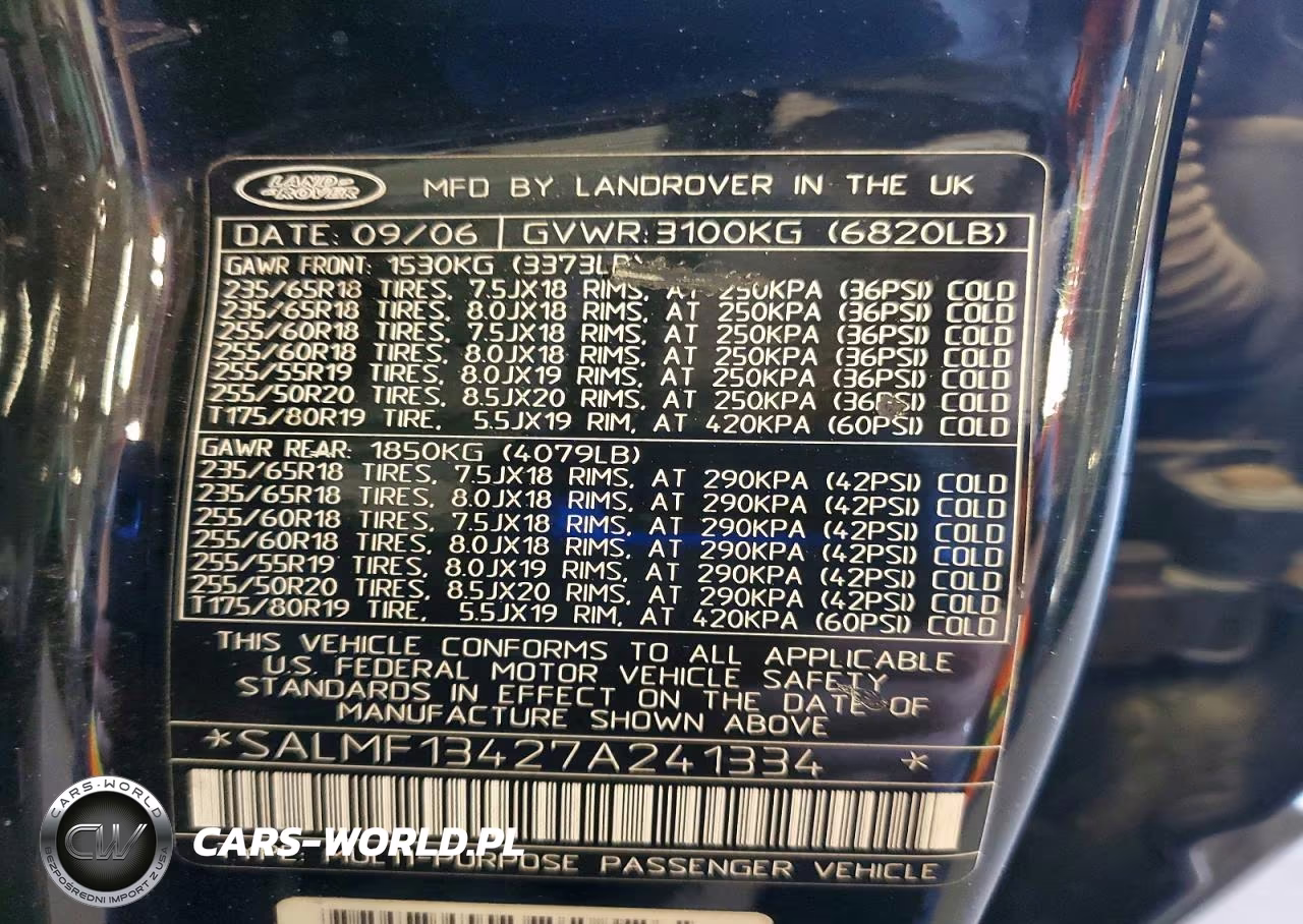 2007 Land Rover Range Rover Supercharged VIN:SALMF13427A241334 - 13