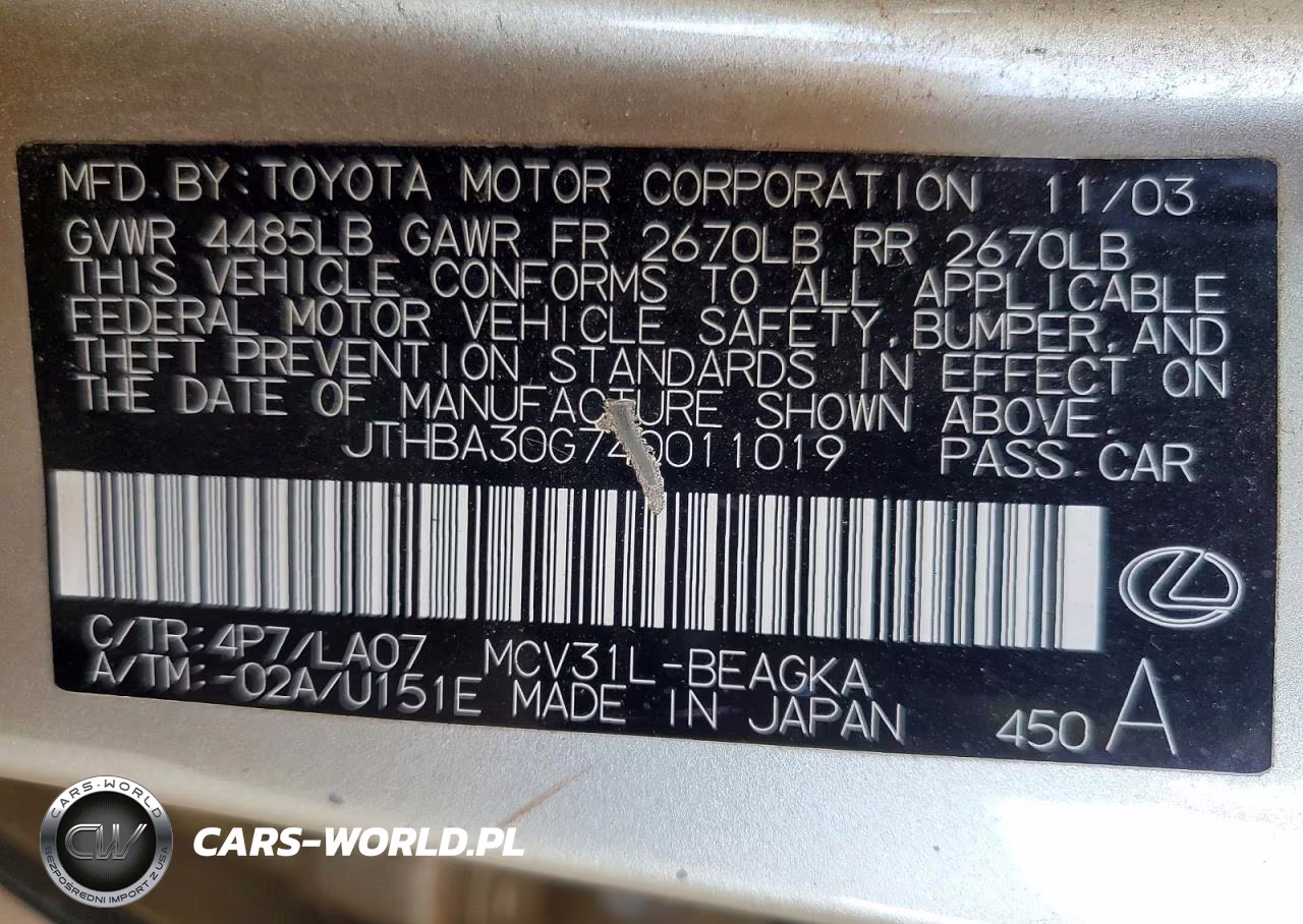 2004 Lexus Es 330 VIN:JTHBA30G740011019 - 12