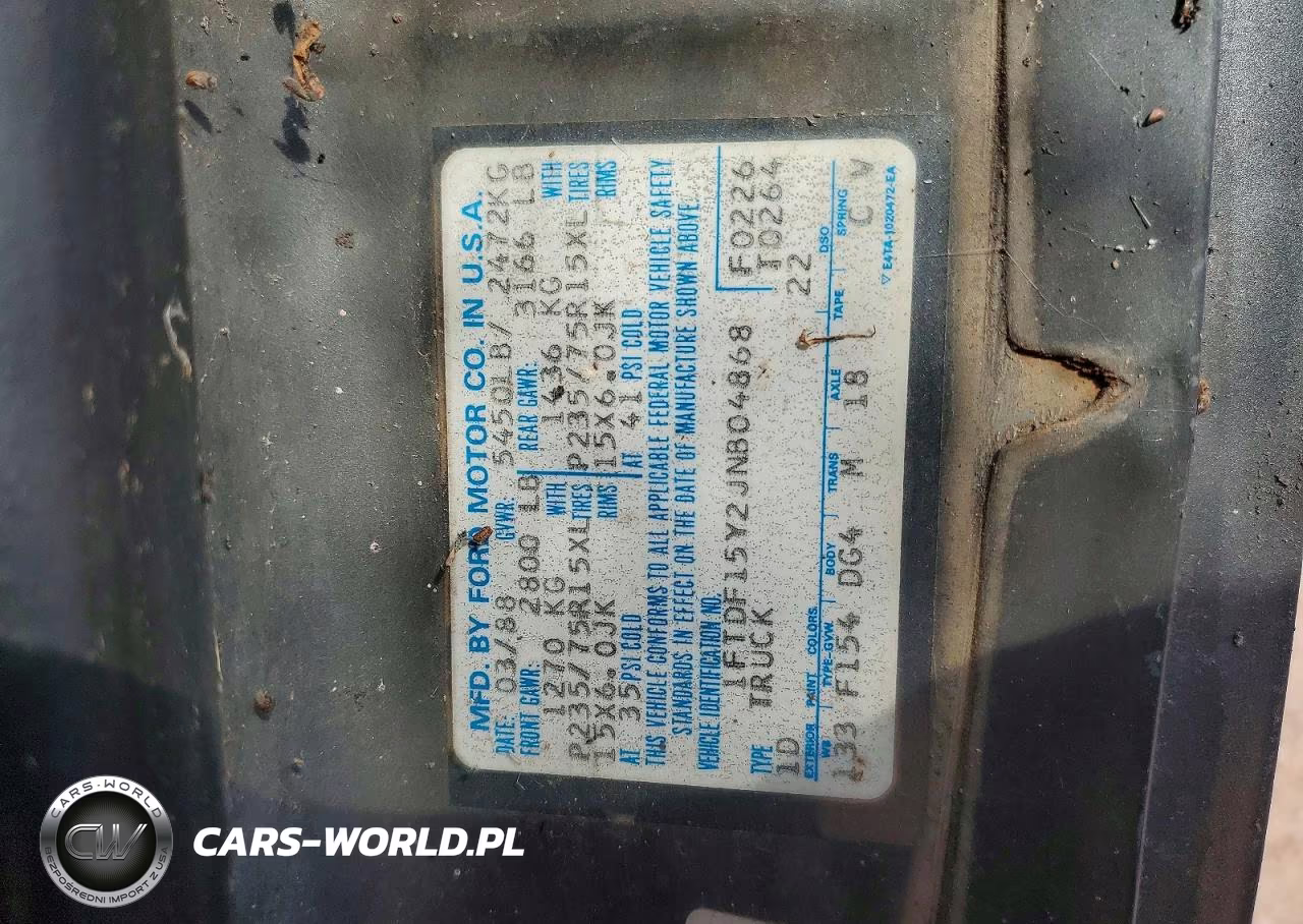 1988 Ford F150 VIN:1FTDF15Y2JNB04868 - 12