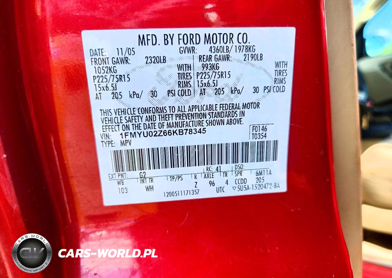 2006 Ford Escape Xls VIN:1FMYU02Z66KB78345 - 13