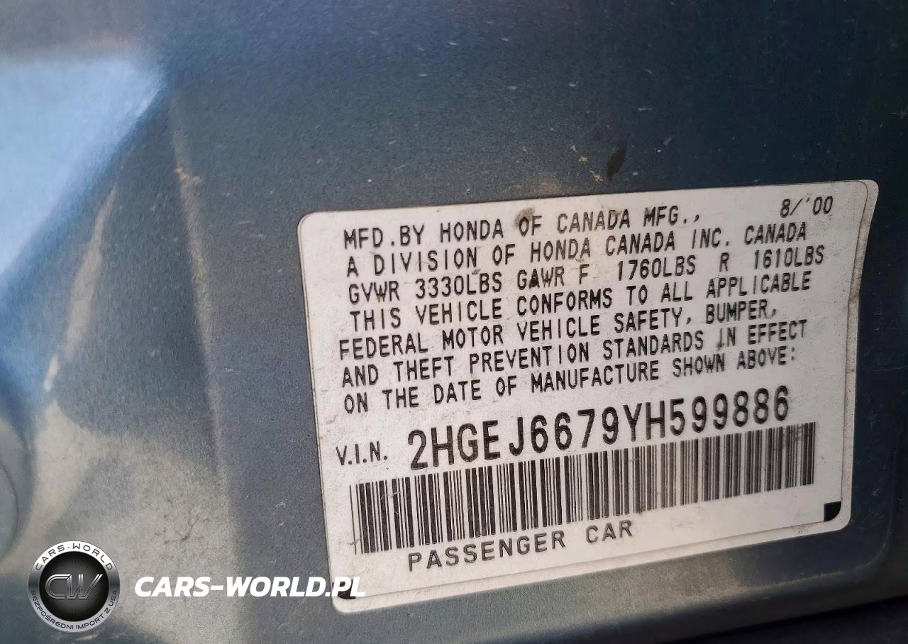 2000 Honda Civic Lx VIN:2HGEJ6679YH599886 - 12