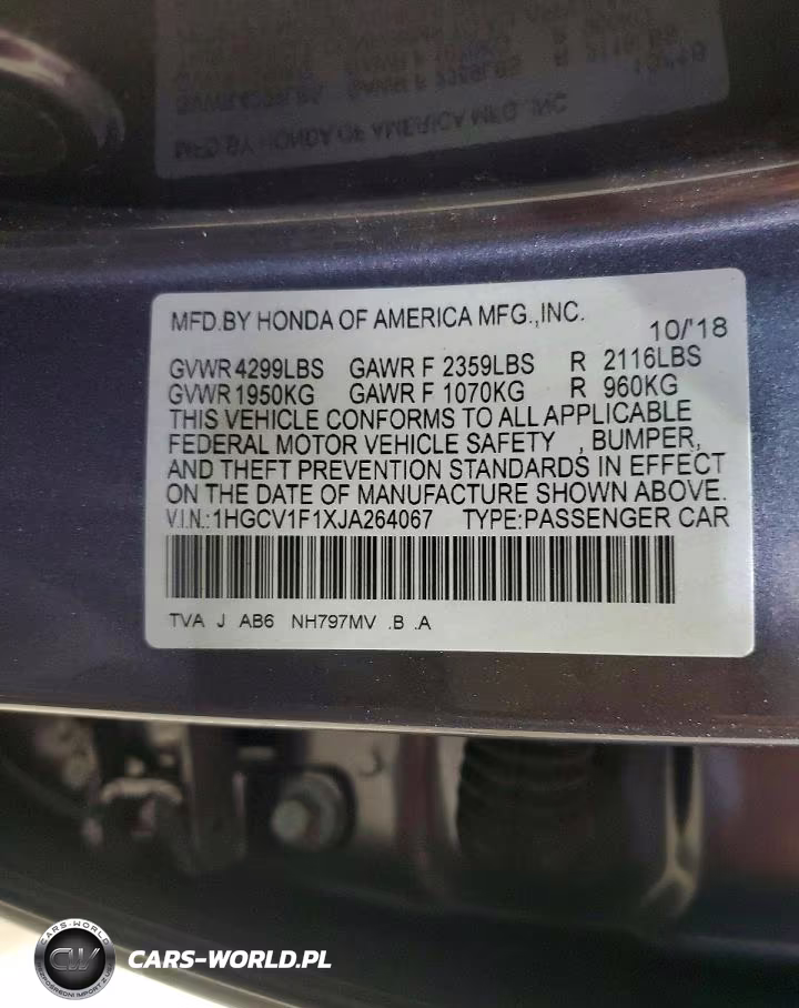 2018 Honda Accord Lx VIN:1HGCV1F1XJA264067 - 12