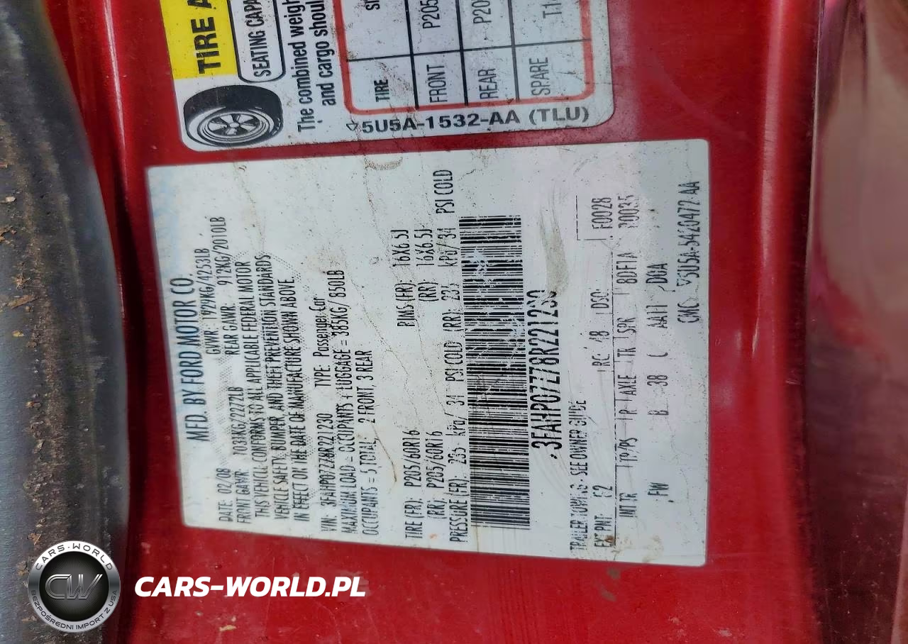 2008 Ford Fusion Se VIN:3FAHP07Z78R221230 - 13