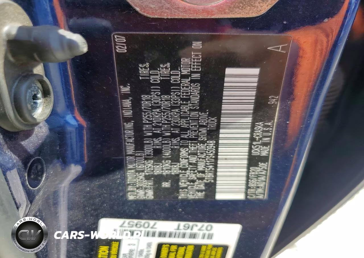 2007 Toyota Tundra Sr5 VIN:5TBRT54117S450948 - 12