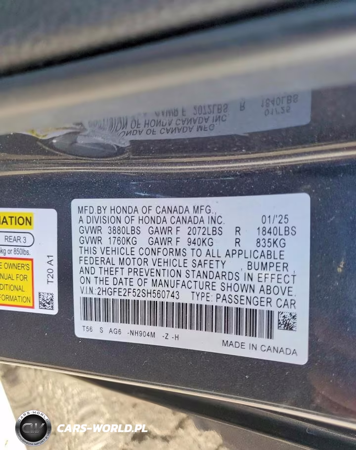 2025 Honda Civic Sport VIN:2HGFE2F52SH560743 - 12