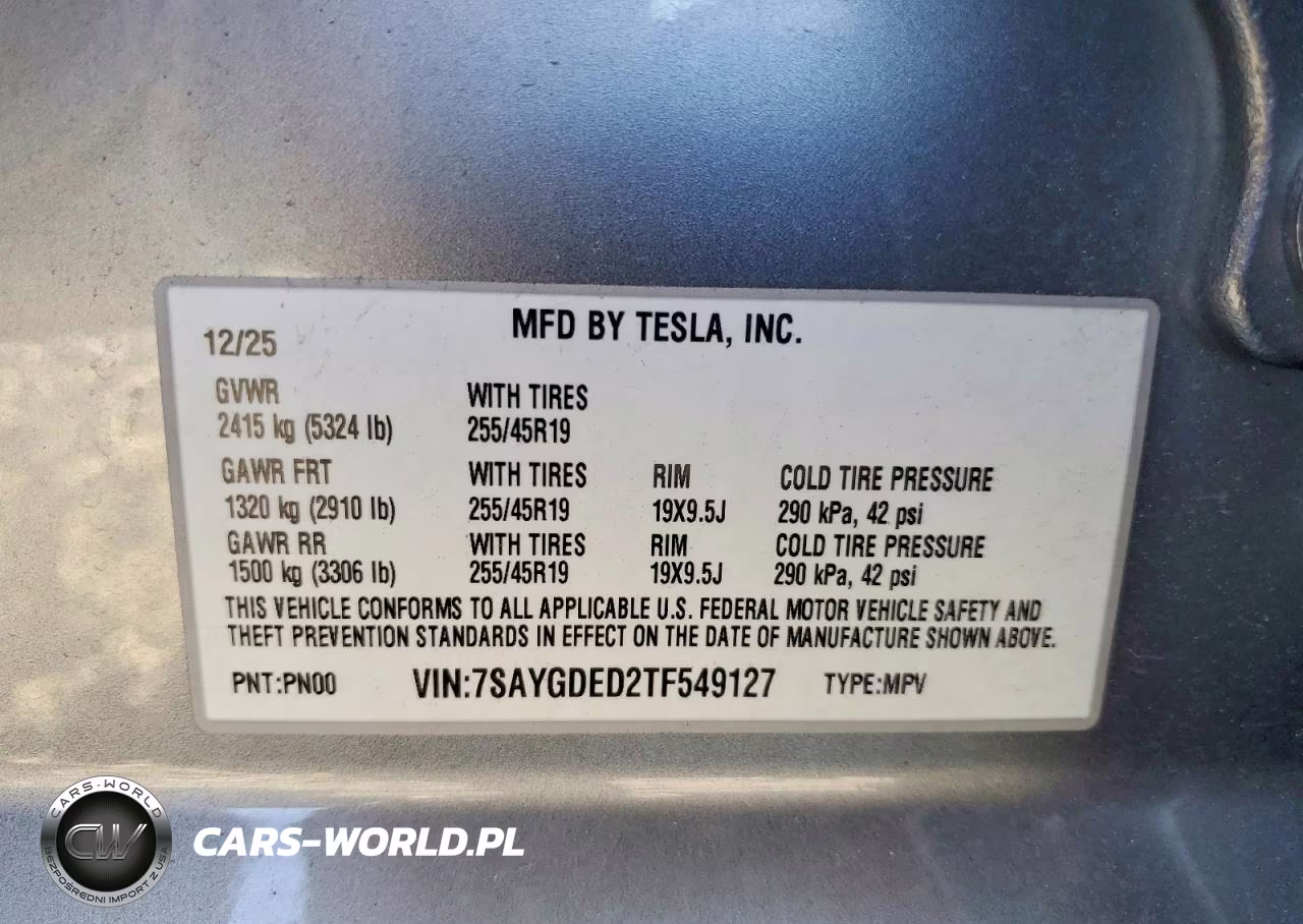 2026 Tesla Model Y VIN:7SAYGDED2TF549127 - 12