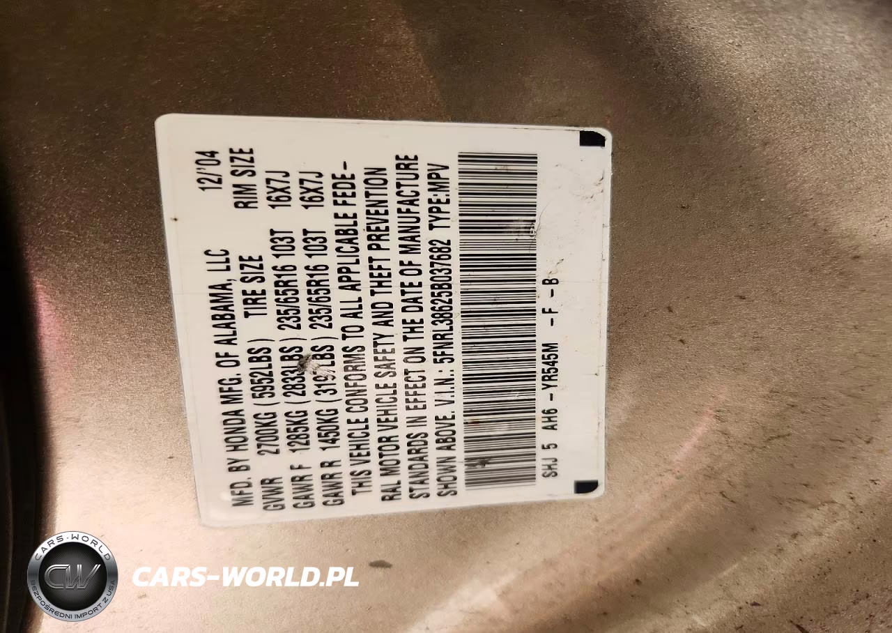 2005 Honda Odyssey Exl VIN:5FNRL38625B037682 - 13