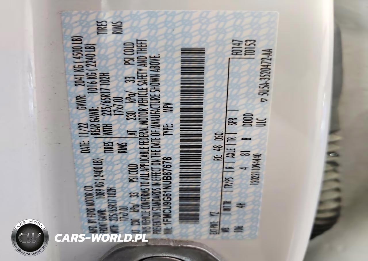 2022 Ford Escape Se VIN:1FMCU9G61NUB87678 - 12