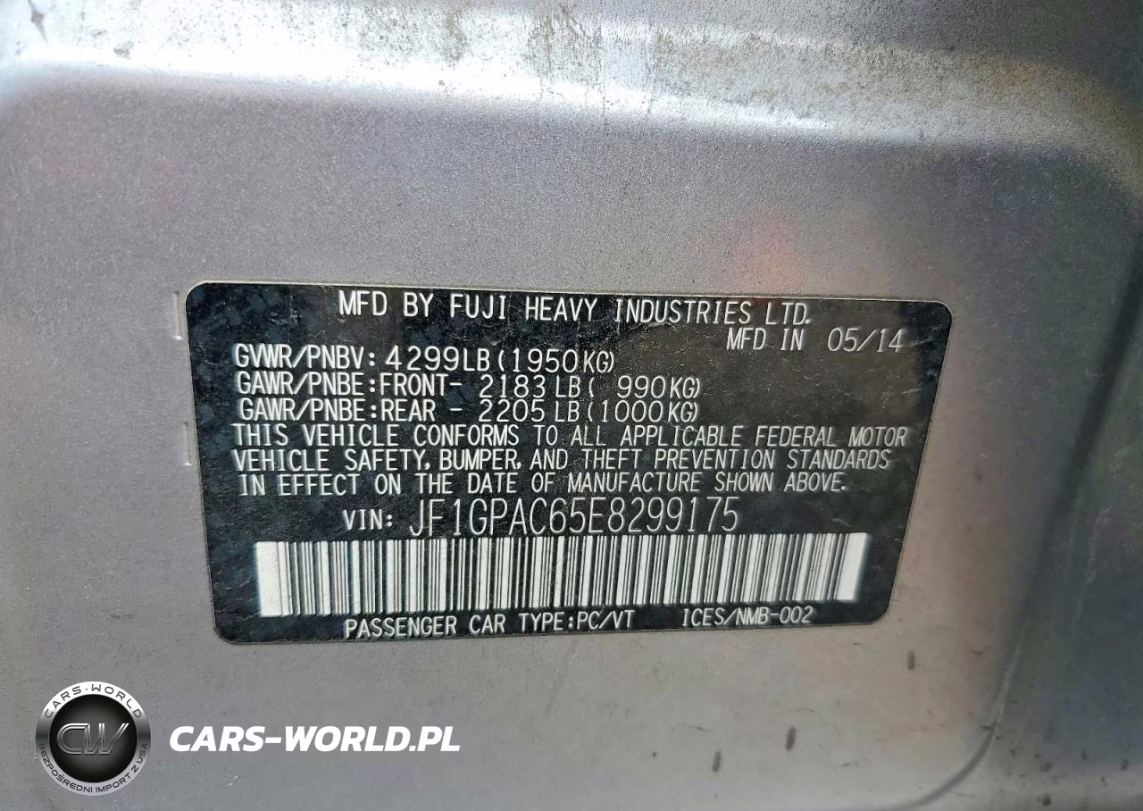 2014 Subaru Impreza Premium VIN:JF1GPAC65E8299175 - 12
